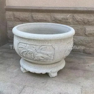 Granite flower and bird pattern stone carving fish tank