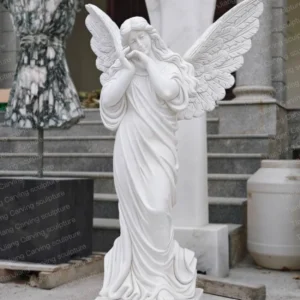 White marble praying angel sculpture