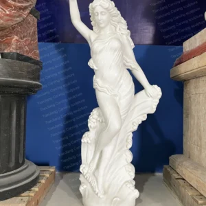 White marble European-style spray goddess (Venus/Sea Goddess) sculpture