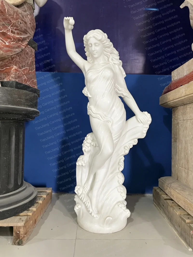 149ed083-12fe-481d-ae39-78d830de5521.webp White marble European-style spray goddess (Venus/Sea Goddess) sculpture
