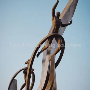 Stainless steel sports figure themed sculpture