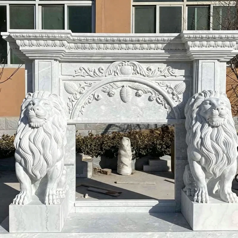 1a3e492a-50bb-4c14-a02b-16f8884272fd.webp White marble European-style carved mantel (with lion sculpture)