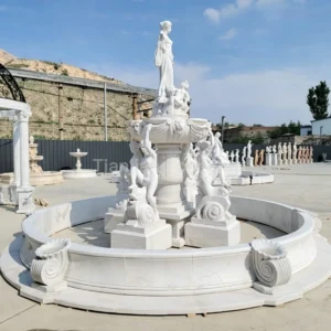 White marble European style multi-layered stone sculpture fountain