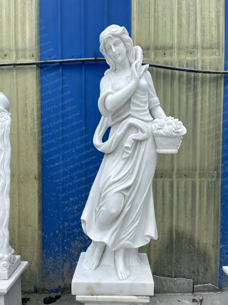 1bef7581-f042-41eb-a1d3-ed1a12b90db2.webp White marble European style flower picking girl sculpture