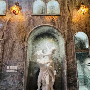 Replica of the white marble sculpture "Proserpina Abducted" (also known as "Pluto Abducts Proserpina")
