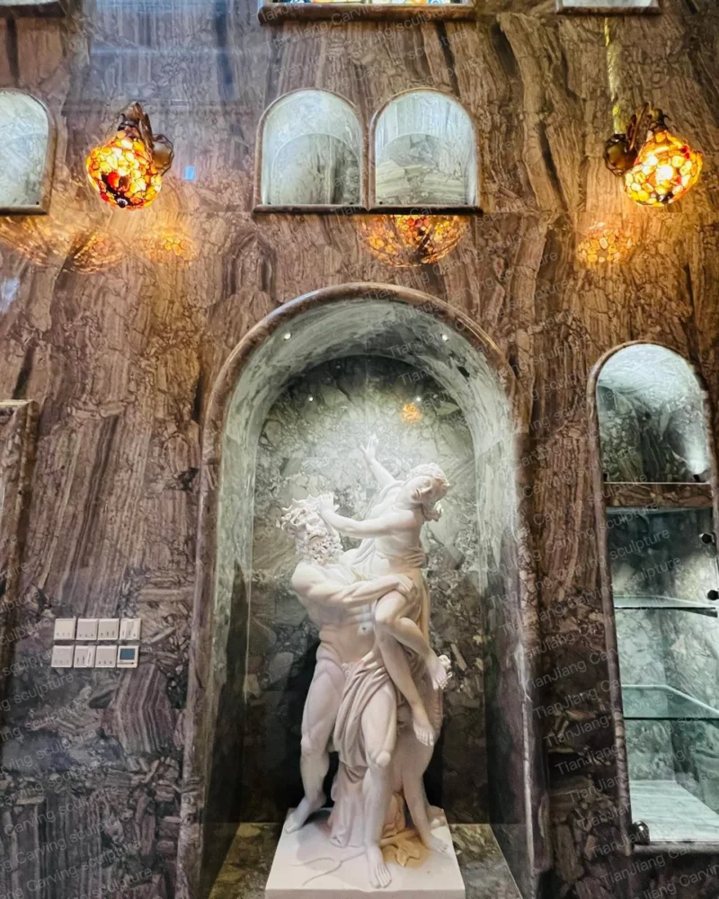 Replica of the white marble sculpture "Proserpina Abducted" (also known as "Pluto Abducts Proserpina")