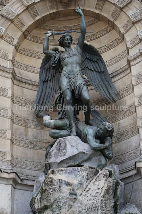 2c456a79-e0d1-48b6-b84a-6f86131d6f08.webp Cast bronze archangel Michael slaying demon sculpture