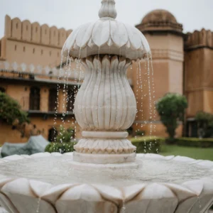 White marble lotus shaped fountain sculpture