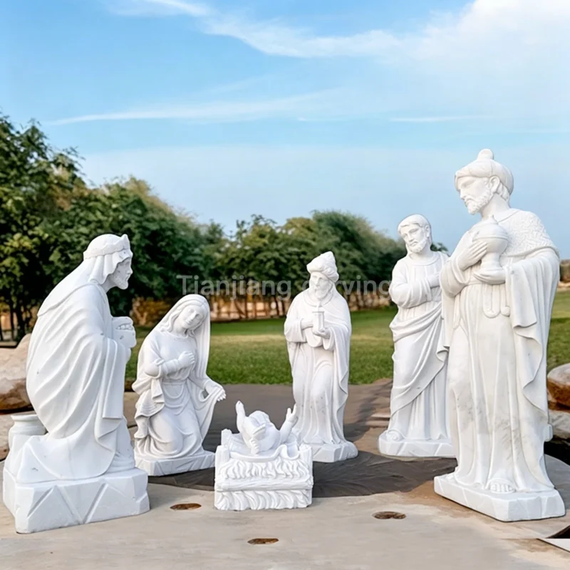 30ea2afc-096b-47e8-a063-7c4d9bab5ad4.webp Marble Nativity (Christmas Manger) Scene Sculpture Set