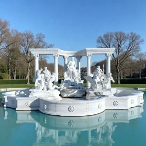 White marble European style Poseidon theme large stone fountain