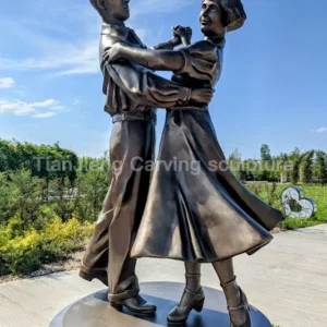 Cast bronze double dancing figure sculpture