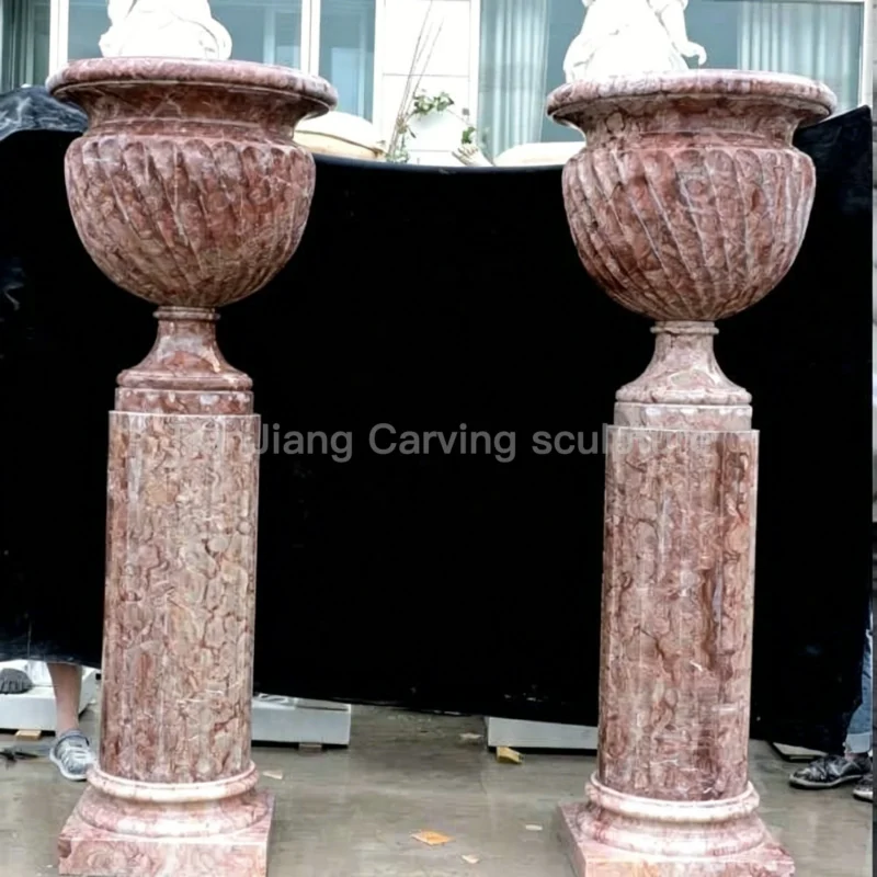 352c5bd3-6ead-4f71-8939-004708459b54.webp Red veined marble European style column stone carved flower bowl