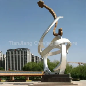 Stainless steel abstract wishful ribbon sculpture