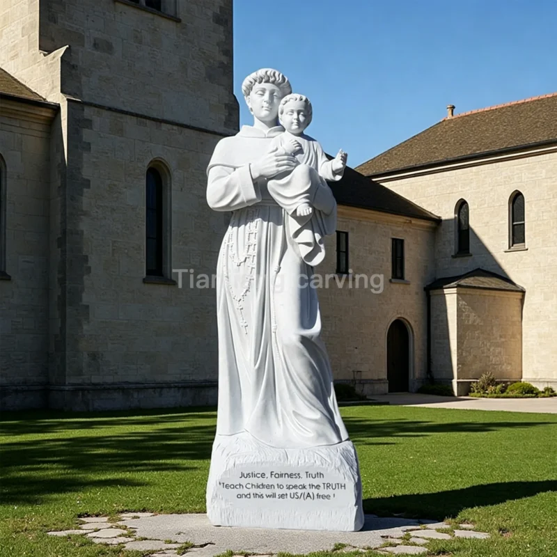 4669daa3-2f08-4165-943d-af4d6972a4a8.webp Marble statue of Saint Anthony with a child