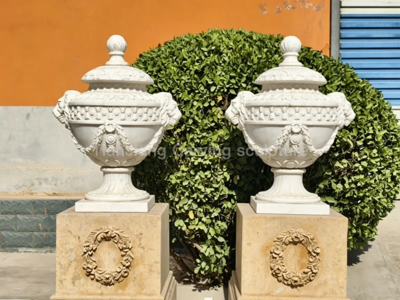 53028f75-2181-4797-9188-011ca13d16c2.webp White marble European style stone carved flower bowl with lid
