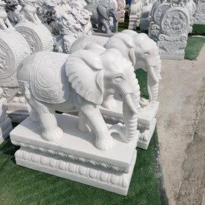 White marble elephants (pair)