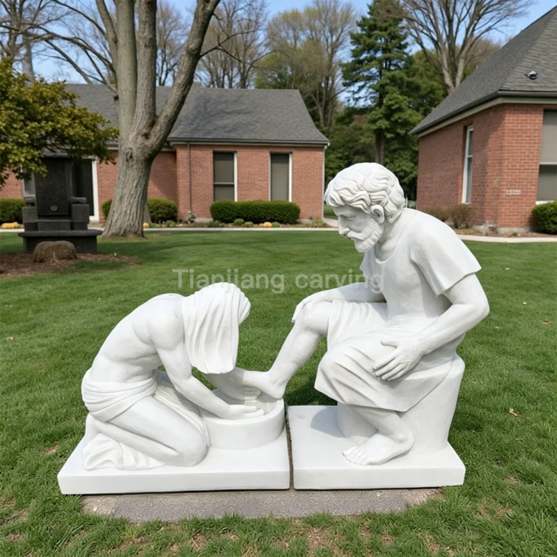5bcefb91-6d4c-41cd-a237-a29e809c5519.webp Marble sculpture of Jesus washing the disciples' feet