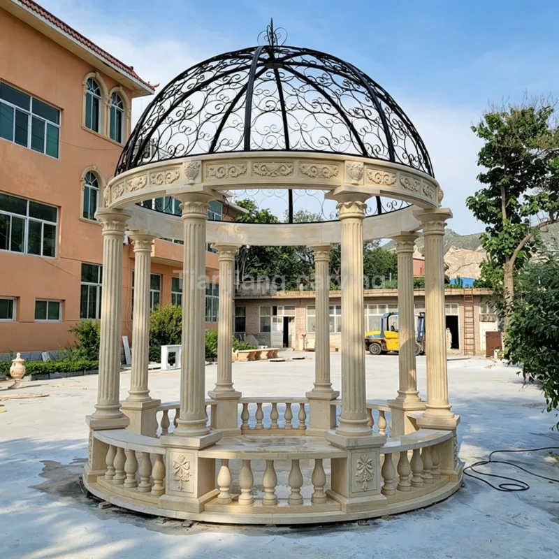 Beige European-style stone pavilion