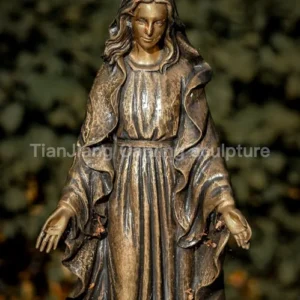 Cast bronze Virgin Mary figure sculpture