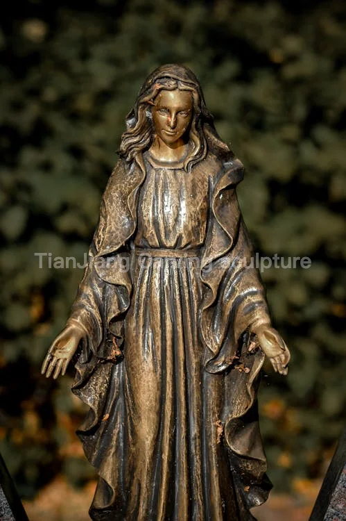 Cast bronze Virgin Mary figure sculpture