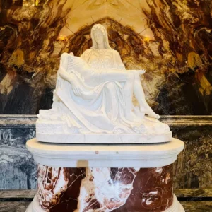 Replica of the white marble sculpture "Lamentation of Christ" (Pieta)