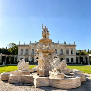 Beige marble Poseidon theme stone fountain