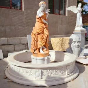 European style colorful marble girl figure stone sculpture fountain