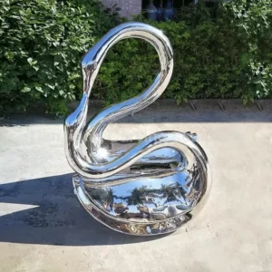 Stainless steel mirror abstract swan sculpture