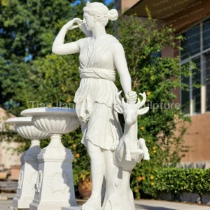 White marble sculpture of Artemis (Diana), goddess of the hunt