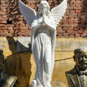 White marble praying angel sculpture
