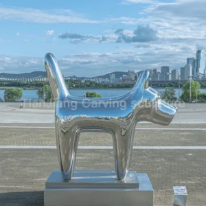 Stainless steel mirror abstract puppy sculpture