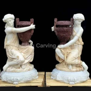 Two-color stone European-style goddess holding vase stone carved flower bowl