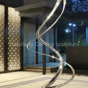Stainless steel mirror spiral ribbon sculpture