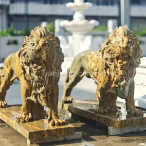 Retro European style walking lion stone sculpture ornaments (pair)