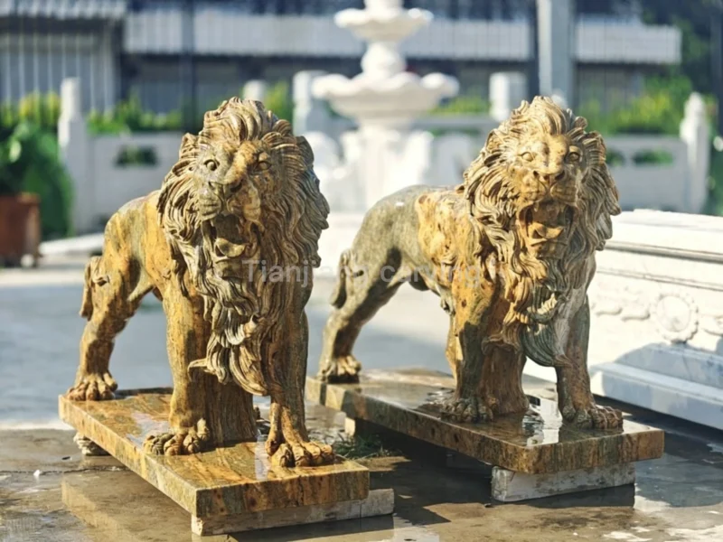 a4c004bd-c384-44e5-80f4-5b93efb25d41.webp Retro European style walking lion stone sculpture ornaments (pair)