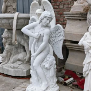 White marble Cupid (god of love) themed sculpture