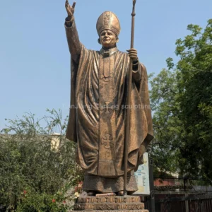 Bronze papal figure sculpture
