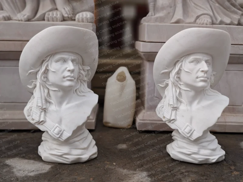 b39edb85-3b7c-4544-9eff-33e45870a637.webp White marble cowboy figure bust sculpture (pair)