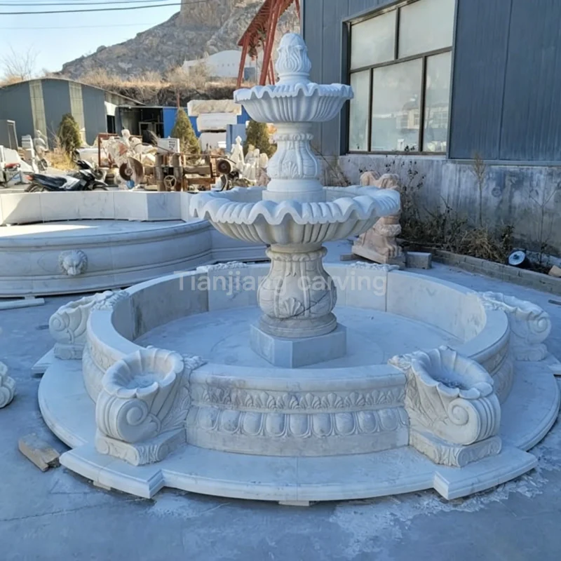 b6f7259d-97bc-460d-9293-b7b6c88f6d8e Marble European double-layer shell pattern fountain