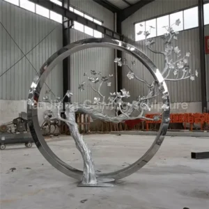 Stainless Steel Ring Pine Tree Sculpture