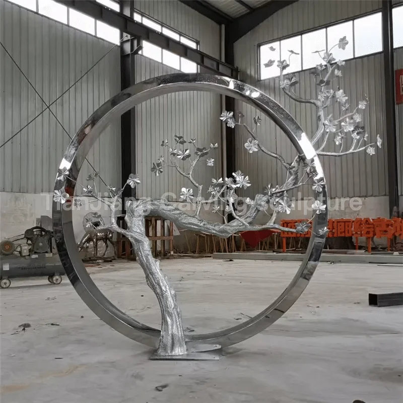 Stainless Steel Ring Pine Tree Sculpture