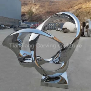 Stainless steel mirror abstract ring sculpture