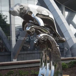 Stainless steel mirror manatee sculpture