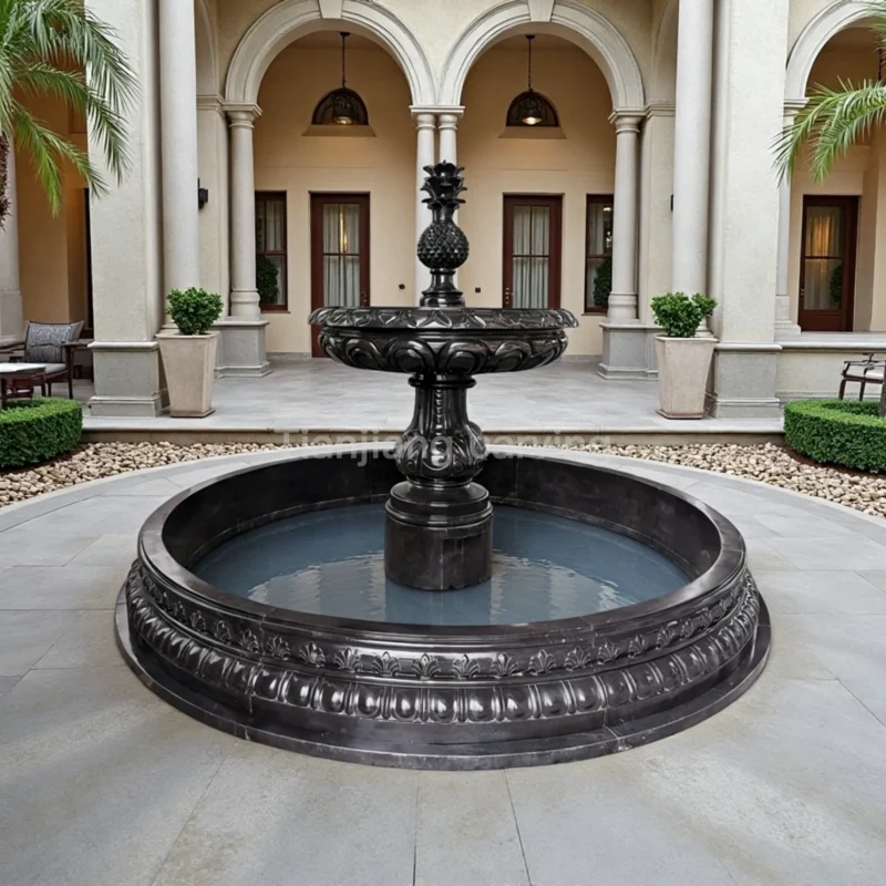 Black marble European style pineapple top fountain