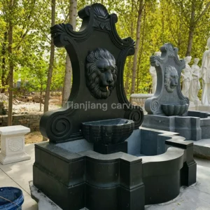 Granite European style lion head wall fountain