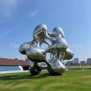 Stainless steel mirror abstract bubble/molecular sculpture