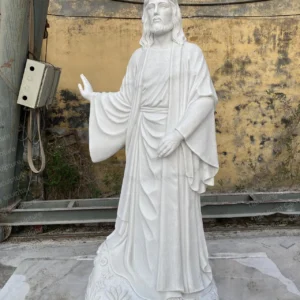 White marble Jesus blessing statue sculpture