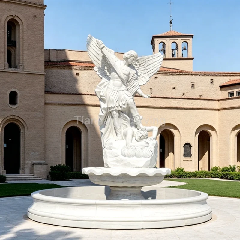 Marble Saint Michael's Angel Fountain