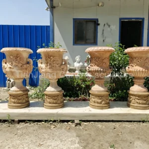 European sunset red marble stone flowerpot (flower bowl)