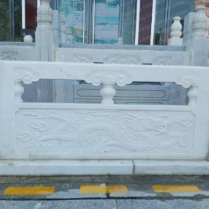 White marble dragon pattern stone railing